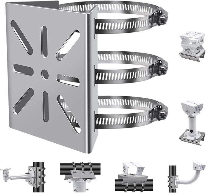 Lighfast Universal Wall Mounting Bracket with 3 Loops, Stainless Steel Vertical Pole Mount Adapter for CCTV Security Camera PTZ Dome Indoor Outdoor AP Access Point Client CPE - Image 1