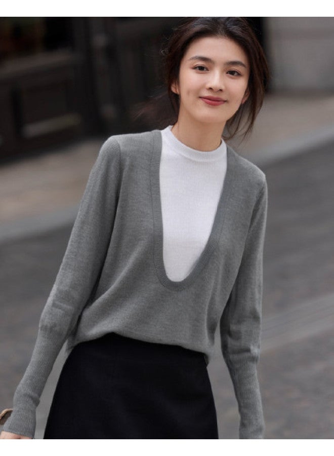 Hstyle women's Round Neck Knit Sweater - Autumn/winter Fashionable Slim-fit Layered Knit Top - Image 1