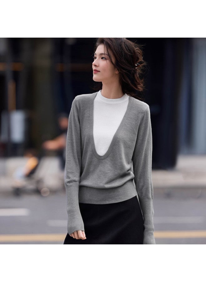 Hstyle women's Round Neck Knit Sweater - Autumn/winter Fashionable Slim-fit Layered Knit Top - Image 4