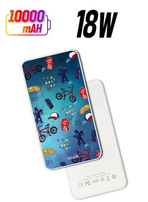 10,000 mAh Super Fast Charging Ultra Compact Power Bank with Quick Charge & Power Delivery, Portable Charger For iPhone and Android Stranger Things