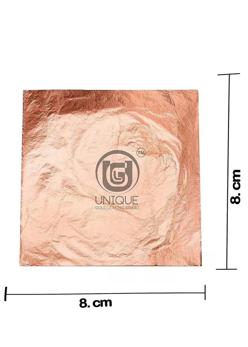 Unique Gold Leafing Studio أوراق ورق النحاس UGLS، 100 ورقة، 8 × 8 سم، ورق ذهب للتذهيب، فن الراتنج، الحرف الزخرفية، اللوحات، الفنون والحرف، تزيين الأظافر، الأثاث، الحجم 3.14 × 3.35 بوصة (نحاس) - Image 3