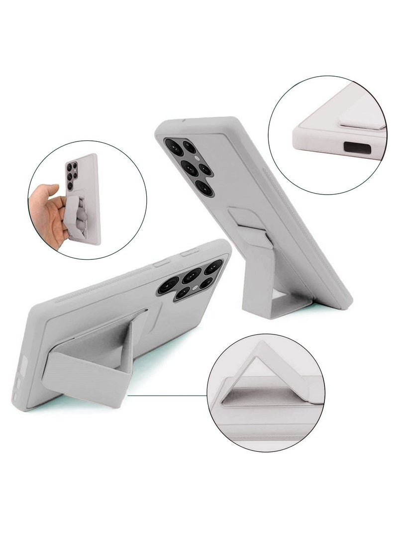BORTONY Magnetic Stand & Holder, Premium Silicone Hand Strap Grip, Car Mount Kickstand And Finger Grip Case Cover For Samsung Galaxy S22 Ultra (Grey) - Image 5