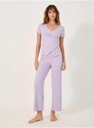 CONTRAST EDGE RIB WRAP OVER TEE and PJ SET - pzsku/Z1341DFC3CC22EC2BD0D3Z/45/1741119554/66e7959b-2571-43b6-833f-77053f2204cb