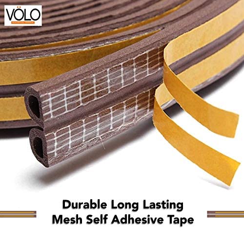 Volo Sound Proofing D Seal and Weather Stripping Brush for Sliding Windows/Doors Frame Side, Pile Self Adhesive Weather Strip Seal Strip Sealer Draft Stoppers (Brown EPDM D Seal) - Image 2