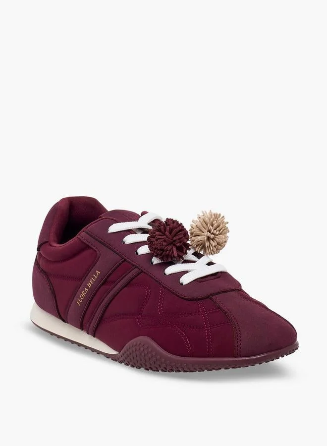 Flora Bella By Shoexpress Women Pom-Pom Accent Ankle Sneakers