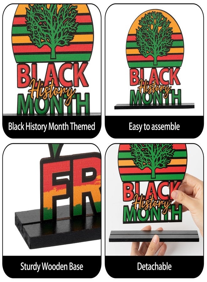 Haooryx Black History Month Wooden Centerpieces Decorations - 6Pcs Happy Black History Month Table Topper Sign for African American BHM Festival Decor Party Home Holiday Desktop Wood Craft Decoration - Image 3