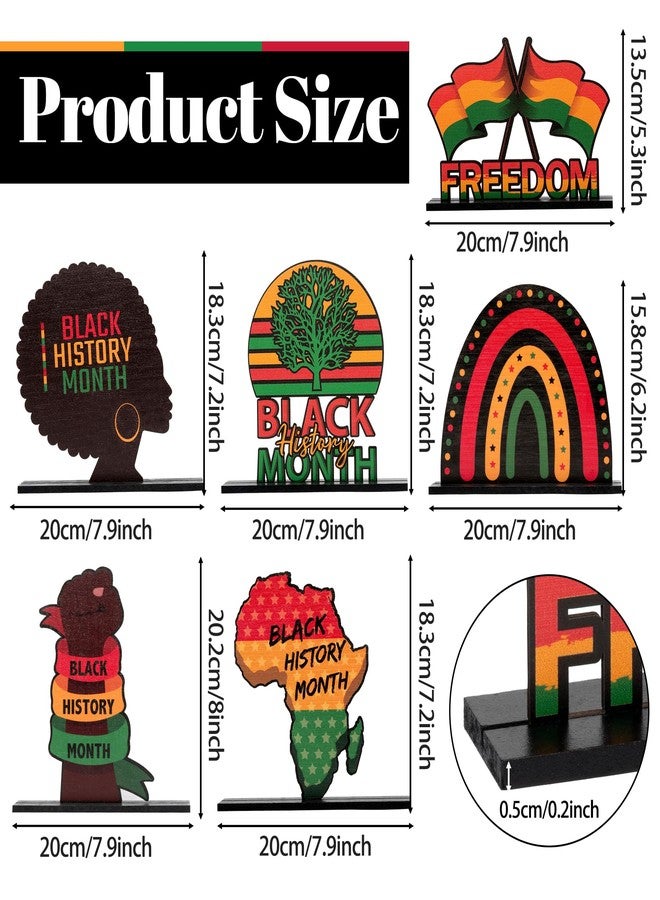 Haooryx Black History Month Wooden Centerpieces Decorations - 6Pcs Happy Black History Month Table Topper Sign for African American BHM Festival Decor Party Home Holiday Desktop Wood Craft Decoration - Image 2