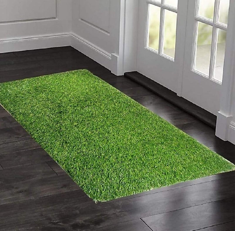 Akshya Artificial Grass Rectangular Mats Flooring Mat -Floor Mat For Living Room Bedroom, Office - All Season (Size- 4 X 9 Feet) Green Color - Image 1