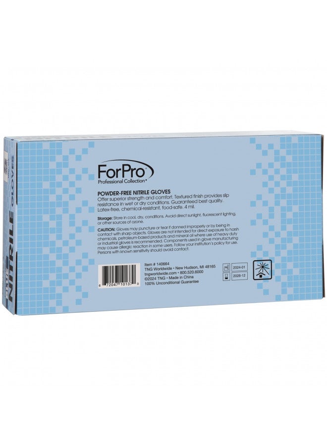 ForPro Professional Collection ForPro Disposable Nitrile Gloves, Chemical Resistant, Powder-Free, Latex-Free, Non-Sterile, Food Safe, 4 Mil, Blue, Small, 100-Count  - Image 3