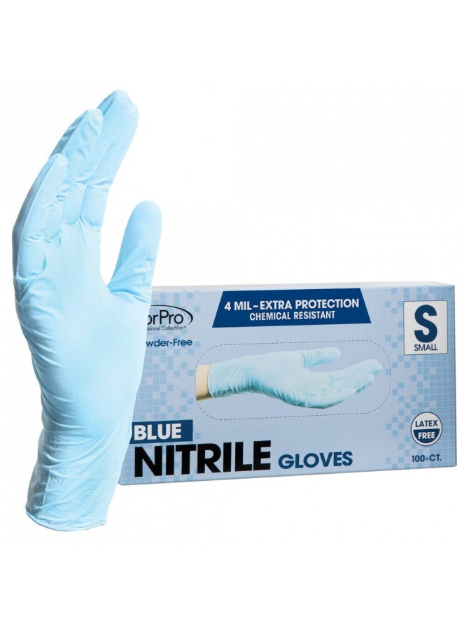 ForPro Professional Collection ForPro Disposable Nitrile Gloves, Chemical Resistant, Powder-Free, Latex-Free, Non-Sterile, Food Safe, 4 Mil, Blue, Small, 100-Count  - Image 1