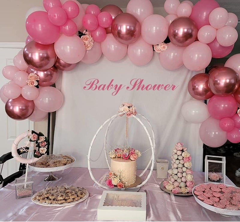 ADOINBY Pink Balloon Arch Kit, 140Pcs Pastel Light Metallic Pink and White Balloons with Pink Confetti Balloon Garland Kit for Birthday, Galentine's Day, Valentine's Day, Anniversary Party Decoration - Image 4