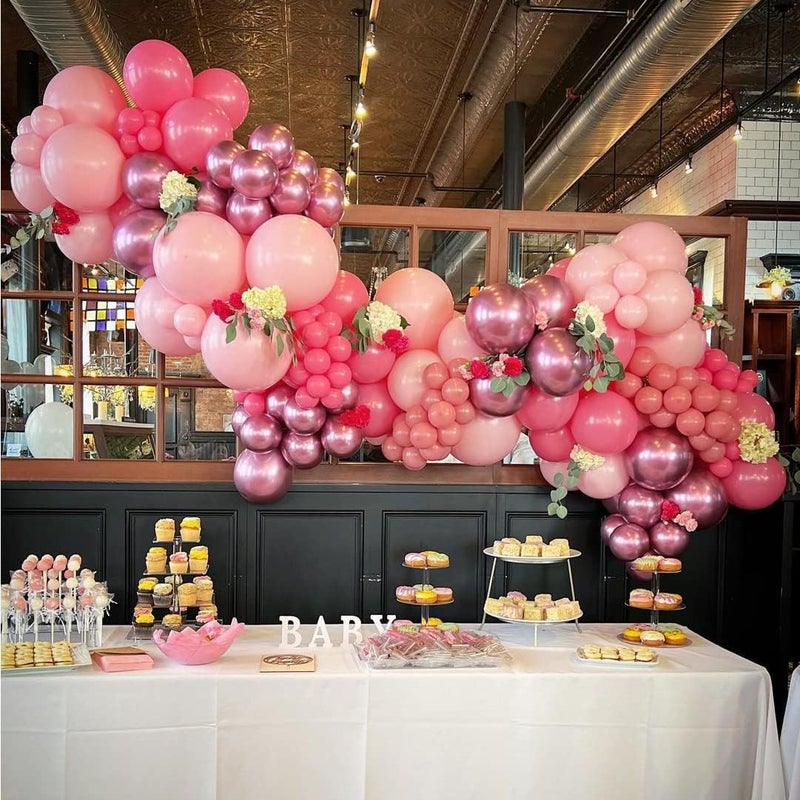ADOINBY Pink Balloon Arch Kit, 140Pcs Pastel Light Metallic Pink and White Balloons with Pink Confetti Balloon Garland Kit for Birthday, Galentine's Day, Valentine's Day, Anniversary Party Decoration - Image 5