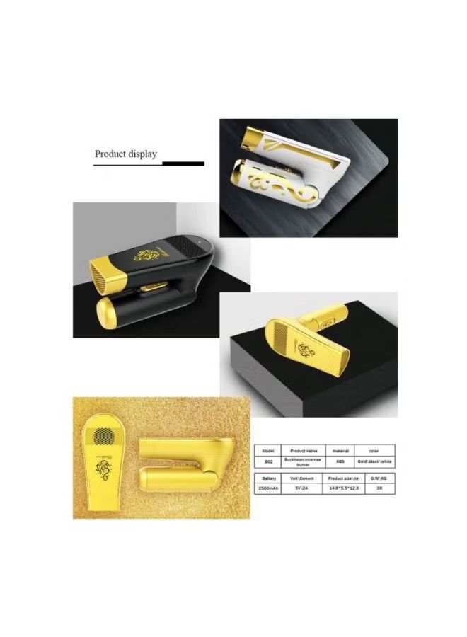 Cool Baby موقد بخور كهربائي قابل للطي قابل لإعادة الشحن عبر USB أسود/ذهبي 11.5 × 5 سم - Image 3