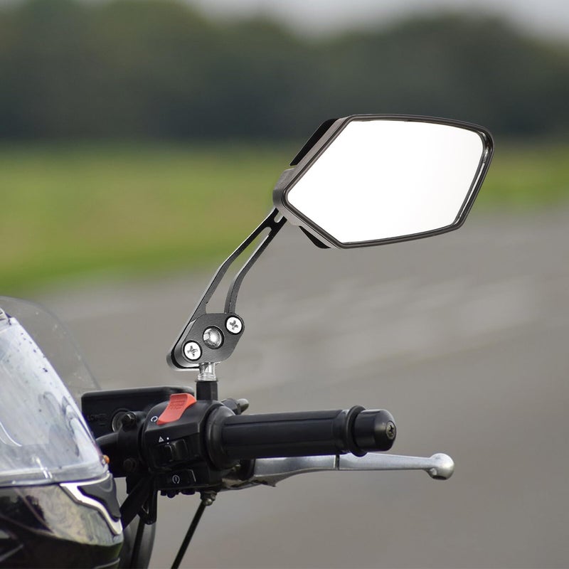 Electric Adjustable Motorcycle Rear View Mirrors Black Handlebar Mount 2pcs - Image 5