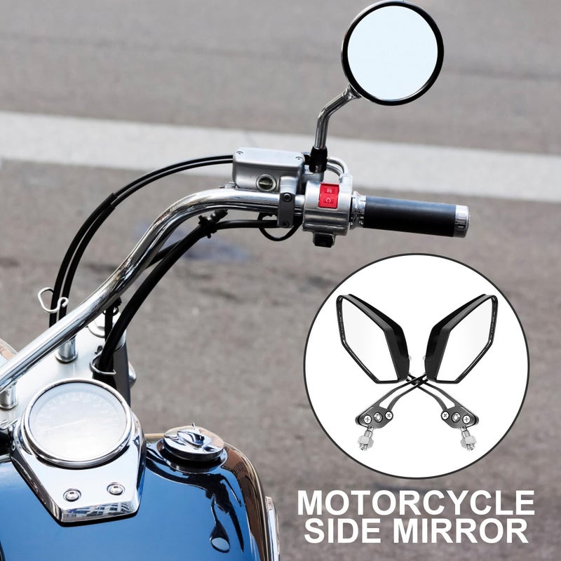 Electric Adjustable Motorcycle Rear View Mirrors Black Handlebar Mount 2pcs - Image 4
