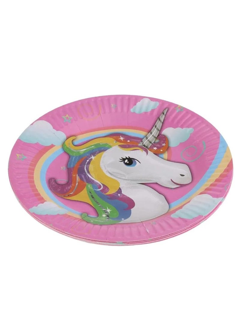 Unicorn-Print Paper Plate, 50 Pieces - Multi-Color - Image 1