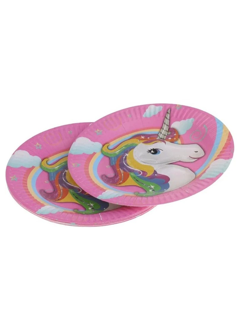 Unicorn-Print Paper Plate, 50 Pieces - Multi-Color - Image 2