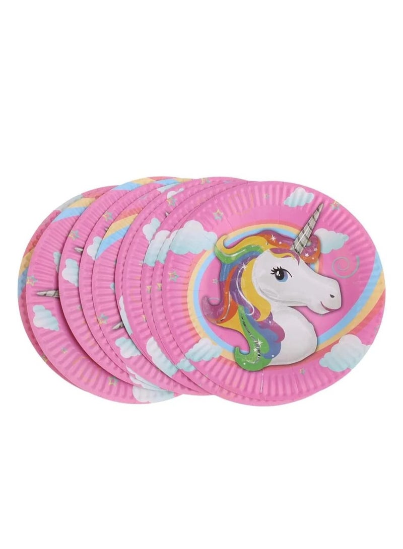 Unicorn-Print Paper Plate, 50 Pieces - Multi-Color - Image 3