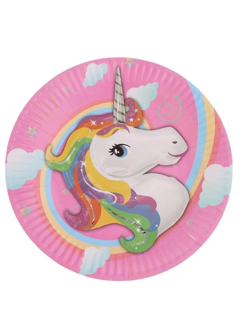 Unicorn-Print Paper Plate, 50 Pieces - Multi-Color - Image 4