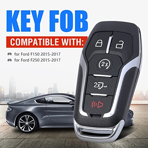 Keymall Remote Key Fob Case Shell Cover for Ford F150/F250 2015 2016 2017(FCC ID:M3N-A2C31243300 P/N:164-R8117) 5 Buttons,Just a Key Shell - Image 2
