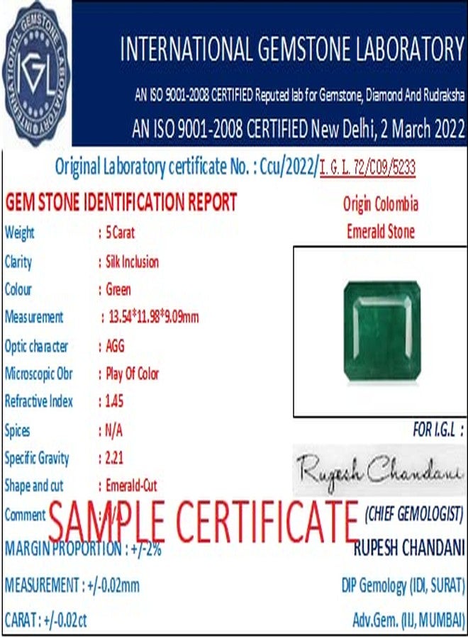 Panna Stone 5 قيراط أصلي معتمد 5.5 راتي حجر الزمرد الأخضر 5 قيراط أحجار كريمة كولومبية مفكوكة للرجال والنساء خاتم مجوهرات أحجار كريمة أصلية من الأحجار الكريمة الخضراء من الأحجار الكريمة المعتمدة - Image 4