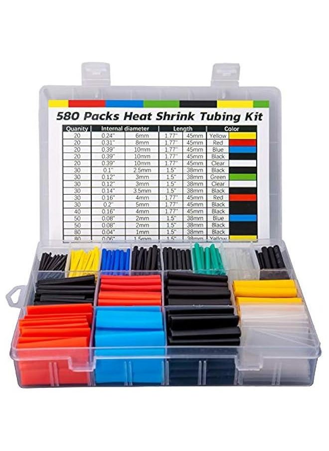 Generic Heat Shrink Tubing Kit - 580Pcs EVA Material in 6 Colors and 11 Sizes - Ideal for Electrical Insulation, Repairs, and Wire Connectors with User-Friendly Design and Storage Case  - Image 1