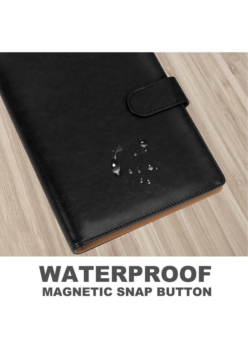 DUNISO - A5 Ring Binder Notebook, 6 Ring Leather A5 Binder With A5 Refill Papers Travel Binder Journal Personal Planner Notebook Black (23.4*17.5 cm) - Image 1