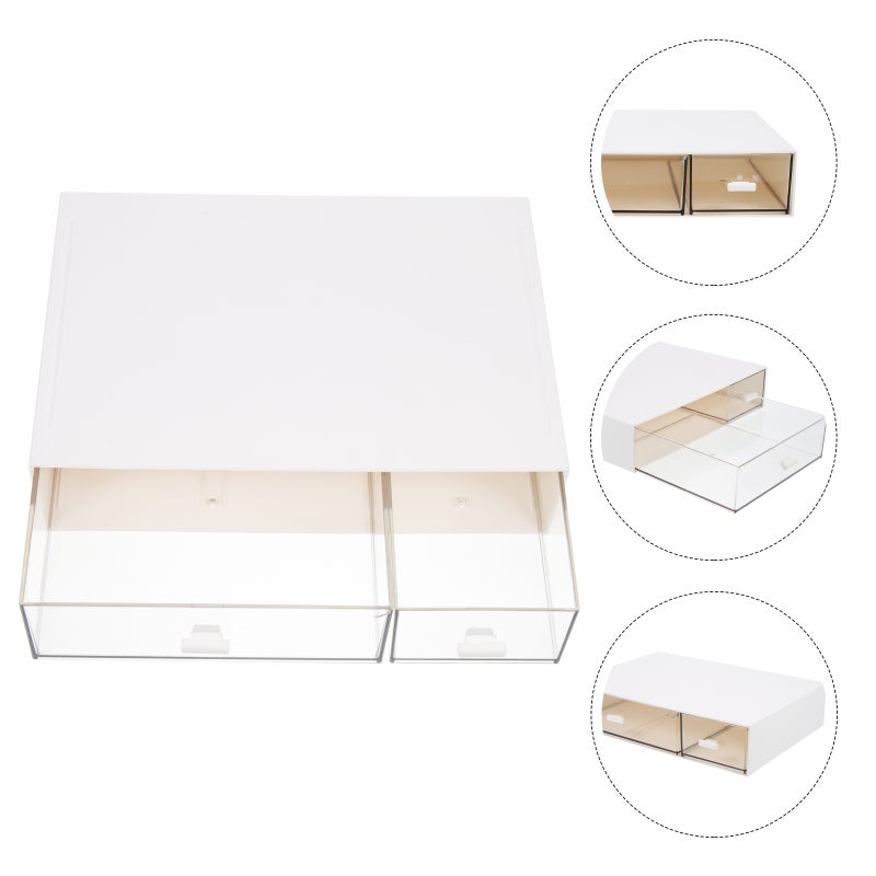 Desktop Double-grid Sundries Storage Box Convenient Drawer Type Stationery Box Makeup Case - Image 1