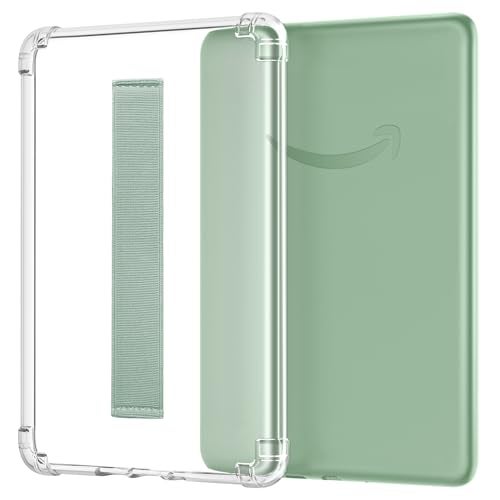 MoKo Case for 6" All-New Kindle (11th Generation-2024/2022 Release), Hand Strap Case Ultra Slim Transparent Soft Flexible TPU Skin Bumper Back Cover Shell, Agave Green - Image 1
