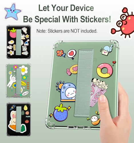 MoKo Case for 6" All-New Kindle (11th Generation-2024/2022 Release), Hand Strap Case Ultra Slim Transparent Soft Flexible TPU Skin Bumper Back Cover Shell, Agave Green - Image 3