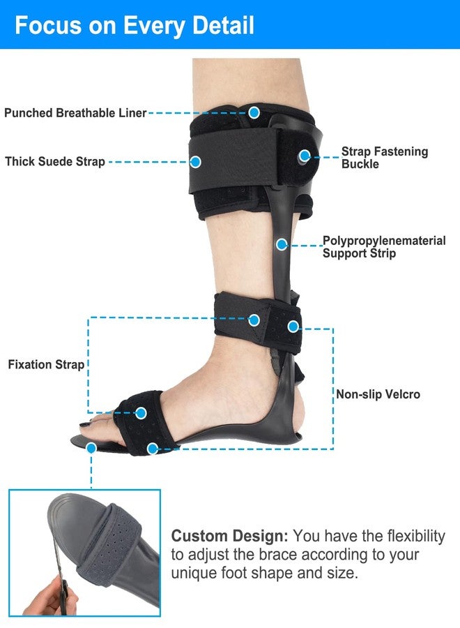 Furlove AFO Drop Foot Brace, Medical Ankle Foot Orthosis Support Foot Drop Postural Correction Brace (Large, Right) - Image 2