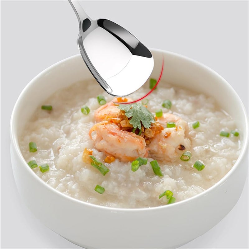 chislim Square Head Stainless Steel Spoons,4PCS Korean style Thick Heavy Weight Soup Spoons,Dessert Spoons 7.3 Inch (silver) - Image 5
