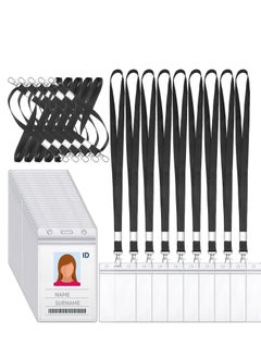 20 Pieces Clear ID Badge Holder with Lanyard,  with Lanyard ID Card Holder Waterproof Clear Plastic Vertical Name Tags Badge Holders Transparent PVC Pouch for Office School Travel (65 x 115 mm)