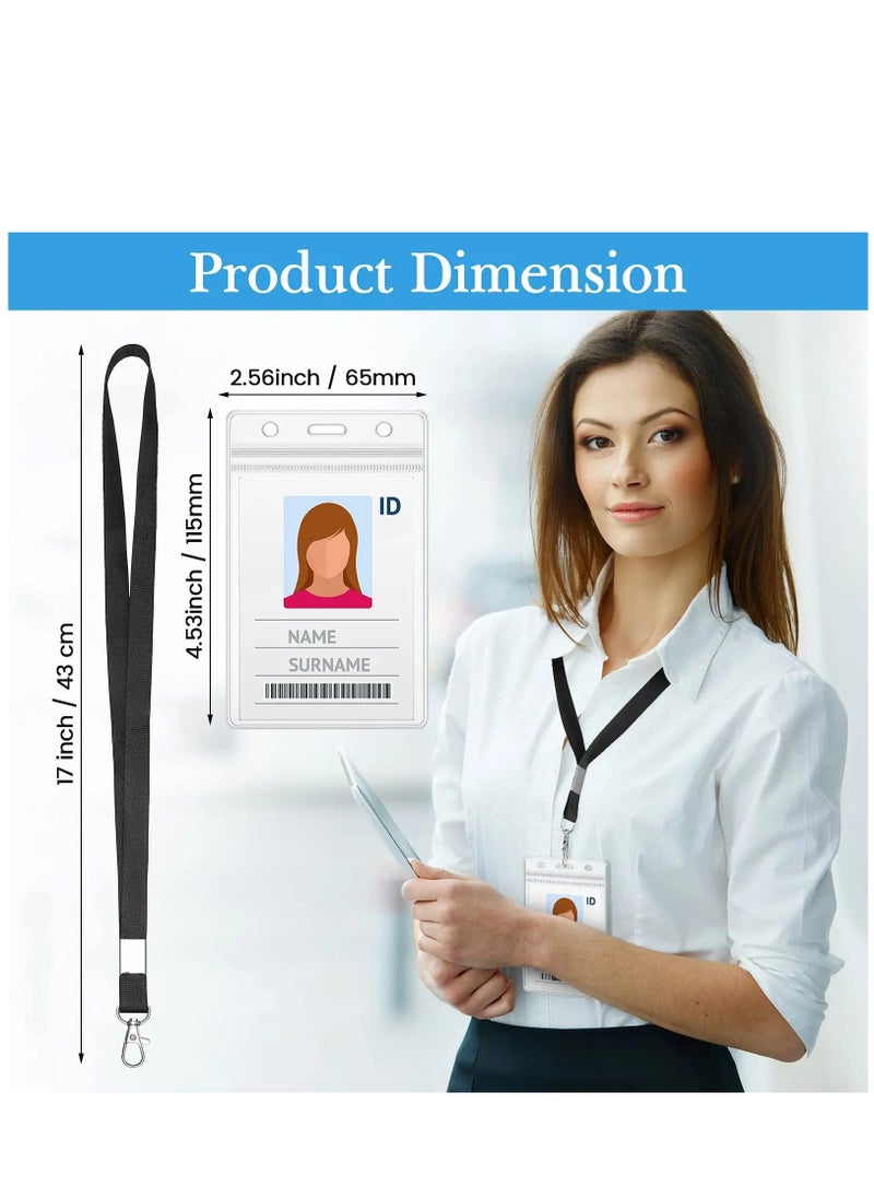 SYOSI - 20 Pieces Clear ID Badge Holder with Lanyard,  with Lanyard ID Card Holder Waterproof Clear Plastic Vertical Name Tags Badge Holders Transparent PVC Pouch for Office School Travel (65 x 115 mm) - Image 1