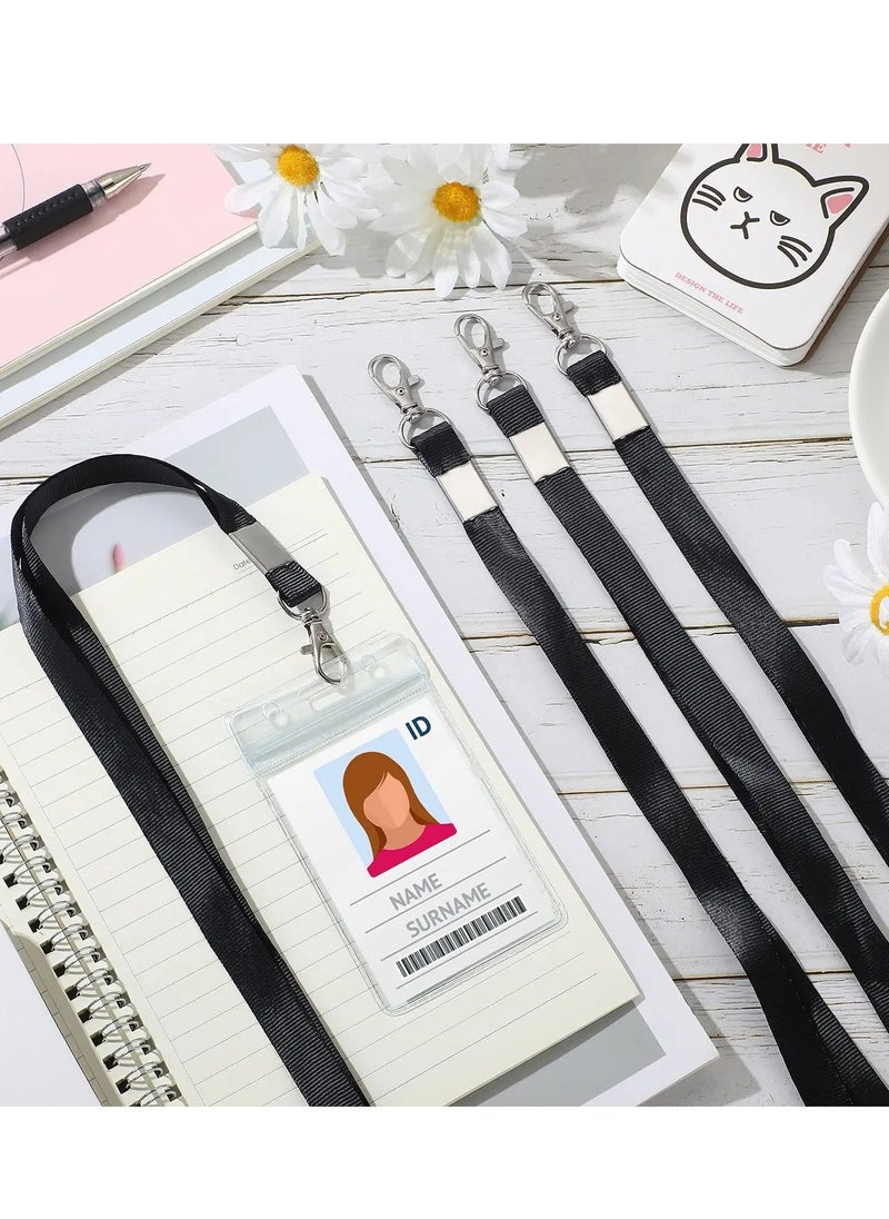 SYOSI - 20 Pieces Clear ID Badge Holder with Lanyard,  with Lanyard ID Card Holder Waterproof Clear Plastic Vertical Name Tags Badge Holders Transparent PVC Pouch for Office School Travel (65 x 115 mm) - Image 1