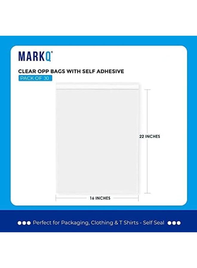 MARKQ 16 X 22 Inches Clear Resealable Poly Mailers Bag 30 Piece Self Sealing Plastic Cellophane Bags For Packaging Clothing Pants A4 Documents Photos - Image 2