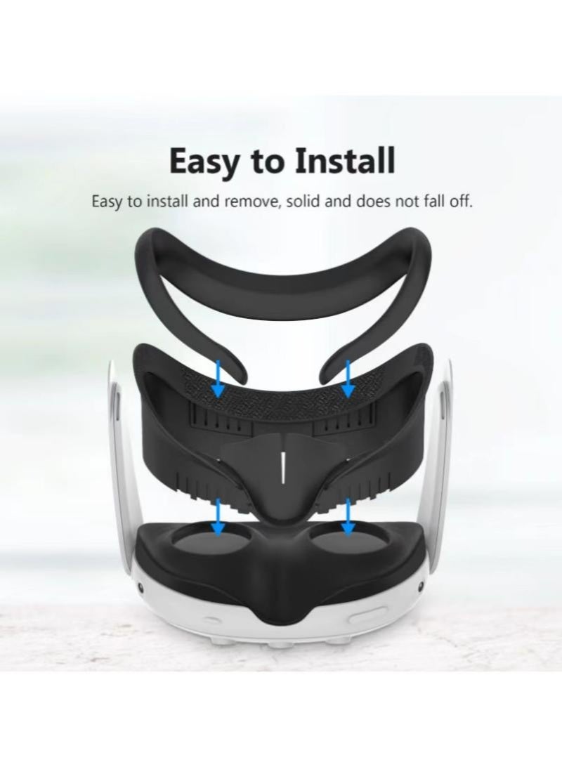 Meta/Oculus Quest 3S VR Accessories: Face-contact interface, adjustable face interface, and headset padding, including replaceable soft PU face pads and breathable ice-silk cotton padding with a sweat-wicking, air-circulating design - Image 4