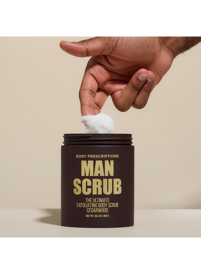 Body Prescriptions Men’s Exfoliating Body Scrub - Ultimate Skin Cleansing Wash in Jar with Twist-Top Lid, For All Skin Types, 21 Ounce (Pack of 1), Cedarwood