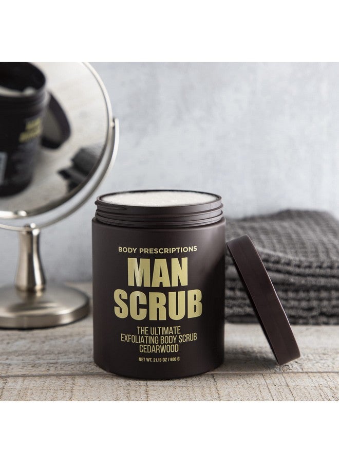 Body Prescriptions Men’s Exfoliating Body Scrub - Ultimate Skin Cleansing Wash in Jar with Twist-Top Lid, For All Skin Types, 21 Ounce (Pack of 1), Cedarwood