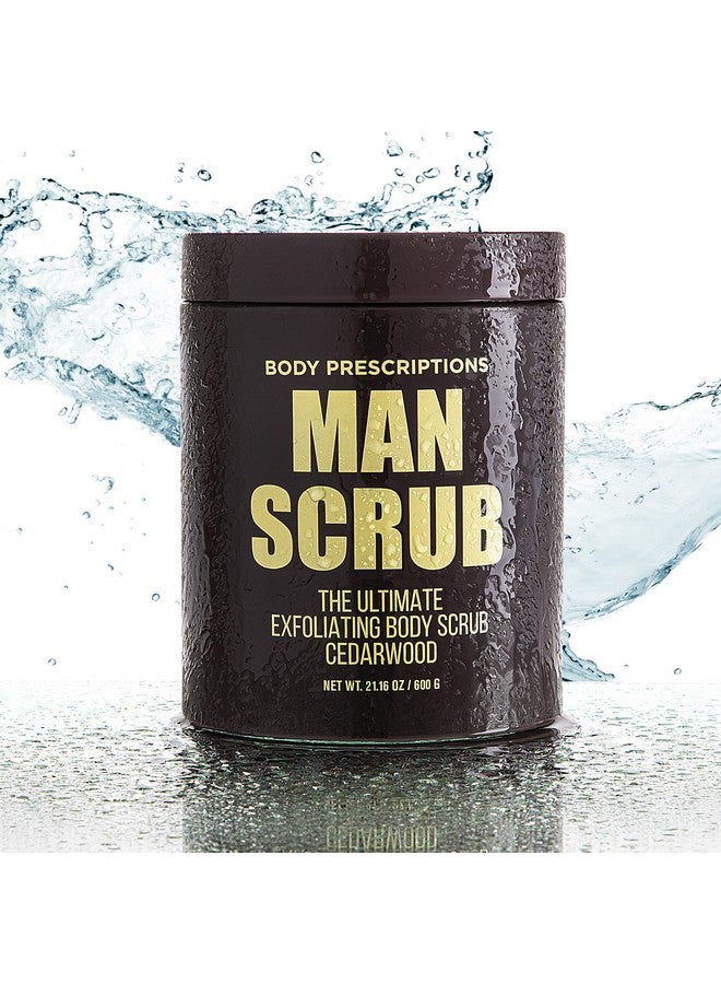 Body Prescriptions Men’s Exfoliating Body Scrub - Ultimate Skin Cleansing Wash in Jar with Twist-Top Lid, For All Skin Types, 21 Ounce (Pack of 1), Cedarwood