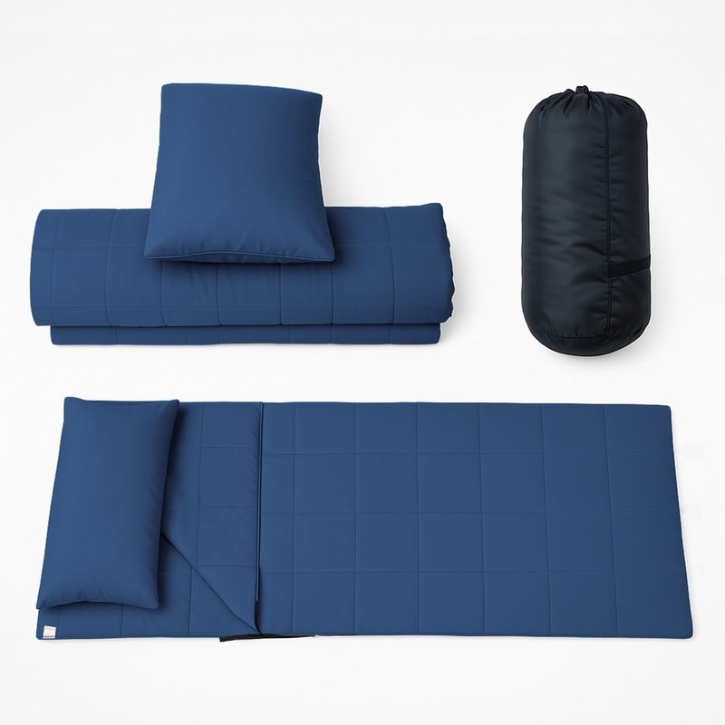 Mysasleep Travel Sleeping Bag | Lightweight Sleep Bag and Pillow Cover for Airport, Train, Tracking & Hotels – Stay Clean & Sleep Better Anywhere (Navy Blue, Large) - Image 1