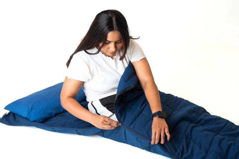 Mysasleep Travel Sleeping Bag | Lightweight Sleep Bag and Pillow Cover for Airport, Train, Tracking & Hotels – Stay Clean & Sleep Better Anywhere (Navy Blue, Large) - Image 2