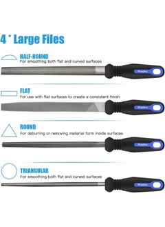 Preciva Preciva 18PCS File Set, 18 in1 High Carbon Steel Multipurpose File Set Includes 4PCS Flat/Triangle/Half-Round/Round Large File & 12PCS Needle File & Brush & Portable Bag.  - Image 4