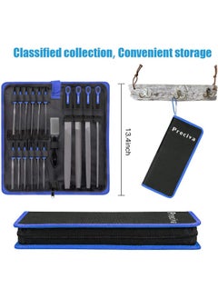 Preciva Preciva 18PCS File Set, 18 in1 High Carbon Steel Multipurpose File Set Includes 4PCS Flat/Triangle/Half-Round/Round Large File & 12PCS Needle File & Brush & Portable Bag.  - Image 2