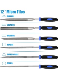 Preciva Preciva 18PCS File Set, 18 in1 High Carbon Steel Multipurpose File Set Includes 4PCS Flat/Triangle/Half-Round/Round Large File & 12PCS Needle File & Brush & Portable Bag.  - Image 5