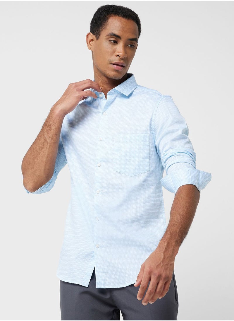 Thomas Scott - Thomas Scott Classic Slim Fit Micro Ditsy Printed Pure Cotton Formal Shirt - Image 1