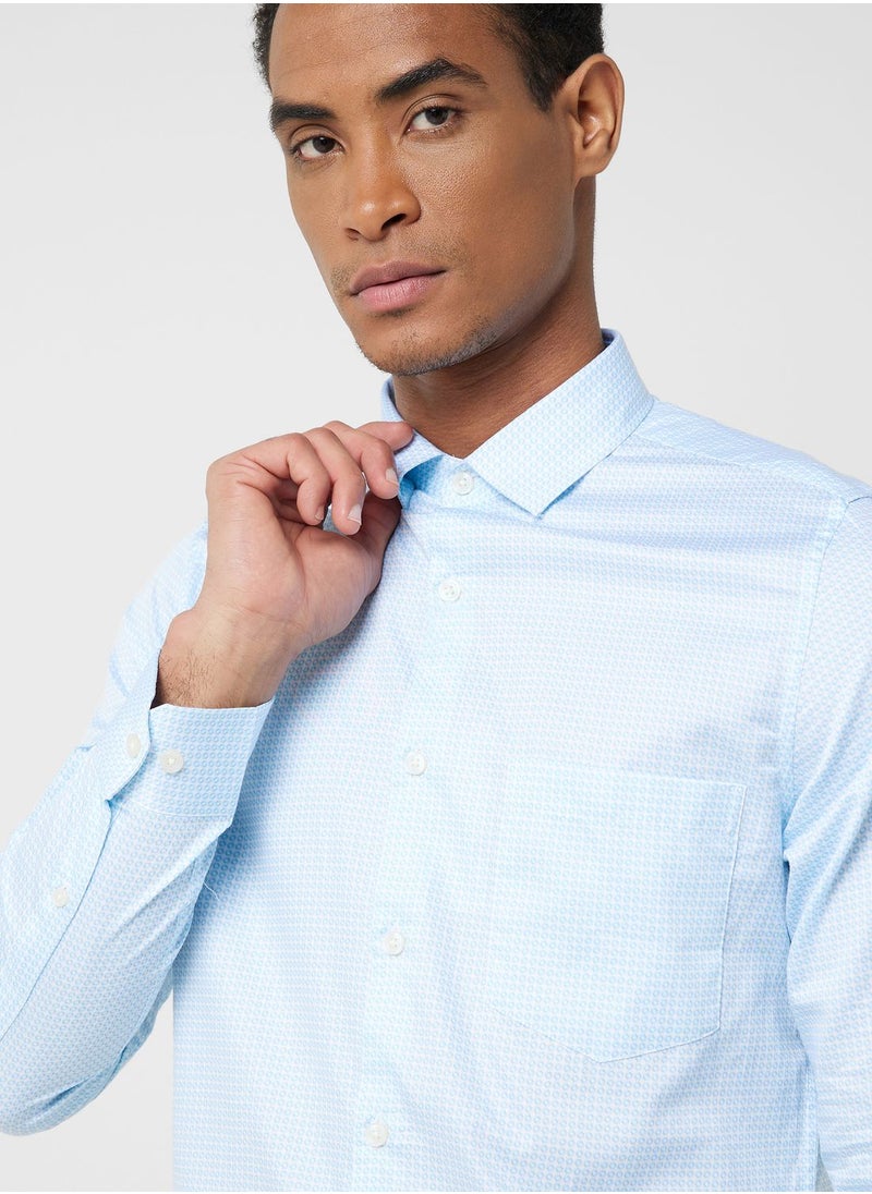 Thomas Scott - Thomas Scott Classic Slim Fit Micro Ditsy Printed Pure Cotton Formal Shirt - Image 1