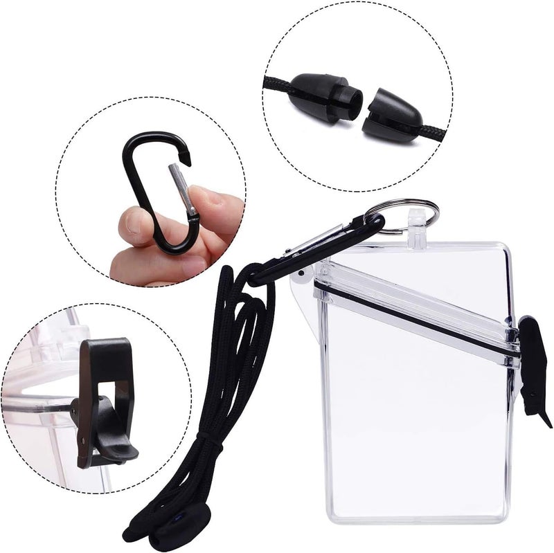 ChicAbode 3 Pcs Waterproof Box ID Badge Holder, Waterproof Badge Holder Cover, Rubber O-Ring for Water and Dust Resistance, with Lanyard and Keychain for ID, Credit Card, Money or Other Badges - Image 3