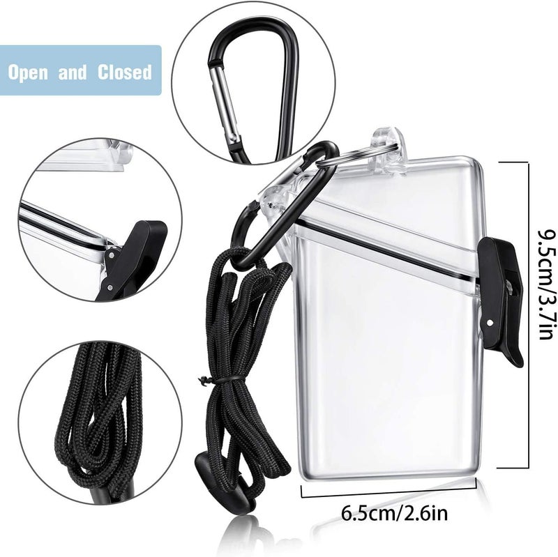 ChicAbode 3 Pcs Waterproof Box ID Badge Holder, Waterproof Badge Holder Cover, Rubber O-Ring for Water and Dust Resistance, with Lanyard and Keychain for ID, Credit Card, Money or Other Badges - Image 2