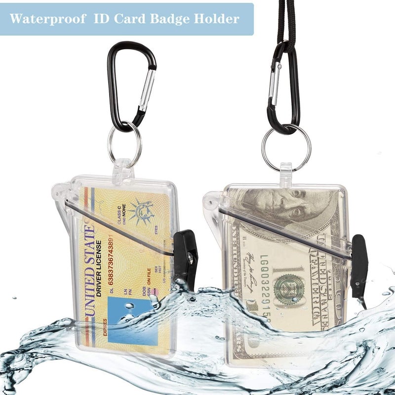 ChicAbode 3 Pcs Waterproof Box ID Badge Holder, Waterproof Badge Holder Cover, Rubber O-Ring for Water and Dust Resistance, with Lanyard and Keychain for ID, Credit Card, Money or Other Badges - Image 4
